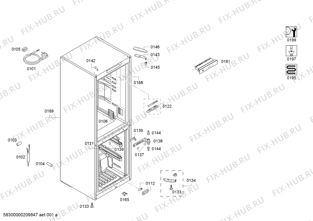 Схема №1 KGN33NW3A Bosch с изображением Дверь для холодильной камеры Bosch 00716294