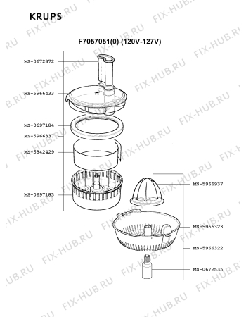 Взрыв-схема кухонного комбайна Krups F7057051(0) - Схема узла 3P000309.9P2