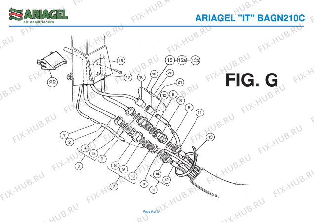 Взрыв-схема кондиционера Ariagel BAGN 210C - Схема узла 8