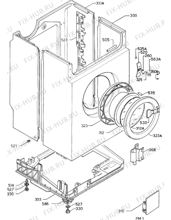 Взрыв-схема стиральной машины Zanussi WDJ1203 - Схема узла Cabinet + armatures