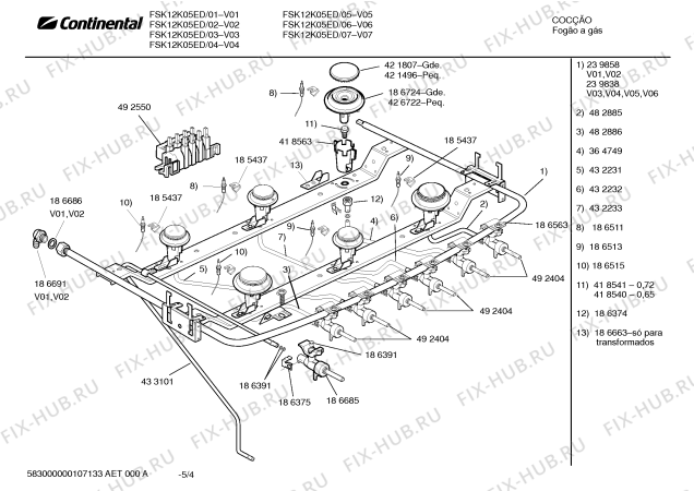 Взрыв-схема плиты (духовки) Continental FSK12K05ED - Схема узла 04