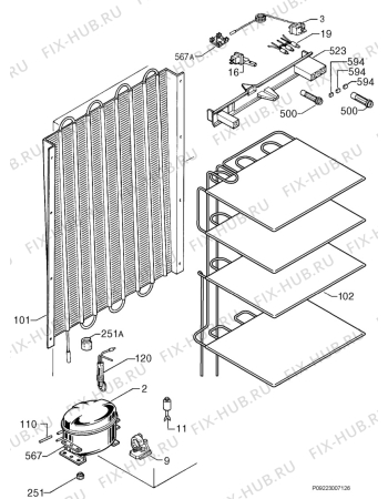 Взрыв-схема холодильника Privileg 00549688_41635 - Схема узла Cooling system 017