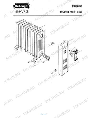Схема №1 340920 с изображением Рукоятка для обогревателя (вентилятора) DELONGHI 733060