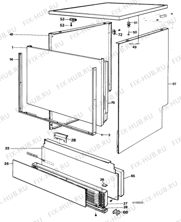 Взрыв-схема посудомоечной машины Moffat HF31 - Схема узла W10 Front  G