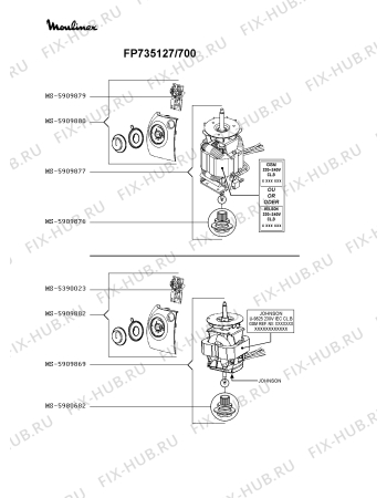 Взрыв-схема кухонного комбайна Moulinex FP735127/700 - Схема узла WP004312.4P4