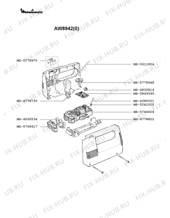 Взрыв-схема блендера (миксера) Moulinex AW8942(0) - Схема узла 5P000727.7P2