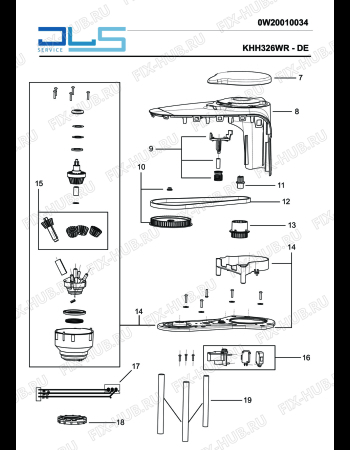 Взрыв-схема кухонного комбайна KENWOOD KHH326WR multione MIXER - Схема узла 2