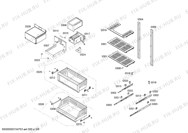 Взрыв-схема холодильника Gaggenau RF463203 - Схема узла 03