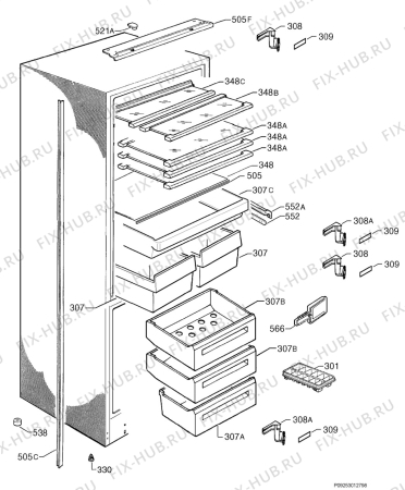 Схема №1 SK71200-4I с изображением Поверхность для холодильника Aeg 2251186512