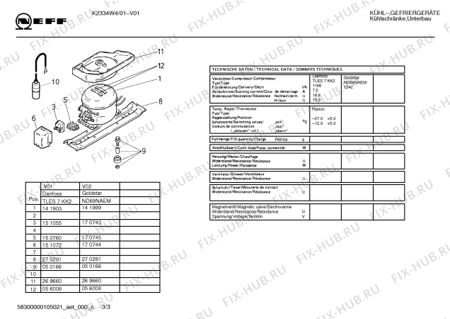 Схема №1 K2334W4 с изображением Инструкция по эксплуатации для холодильника Bosch 00592745
