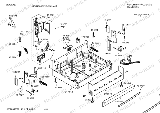 Взрыв-схема посудомоечной машины Bosch SGS49A02II Logixxeasy - Схема узла 05