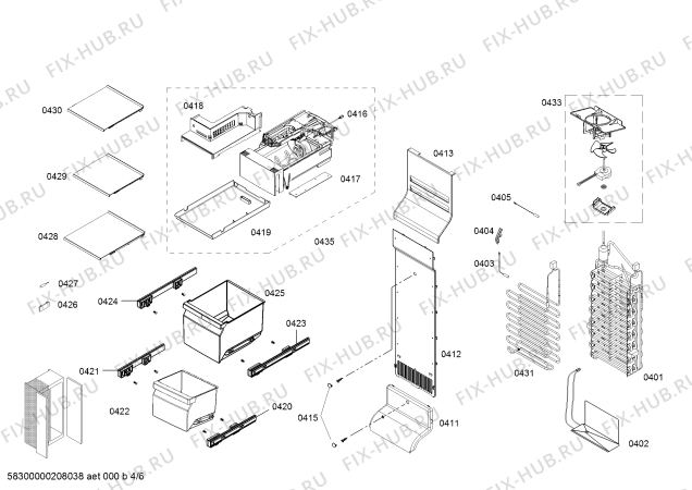 Взрыв-схема холодильника Bosch KAD92AI20G - Схема узла 04