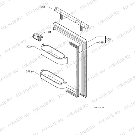 Взрыв-схема холодильника Electrolux ER6334U - Схема узла Door 003