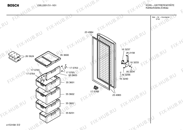 Взрыв-схема холодильника Bosch GSL2201 - Схема узла 02