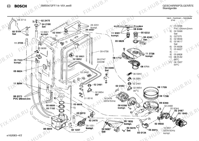 Взрыв-схема посудомоечной машины Bosch SMS5472FF - Схема узла 02