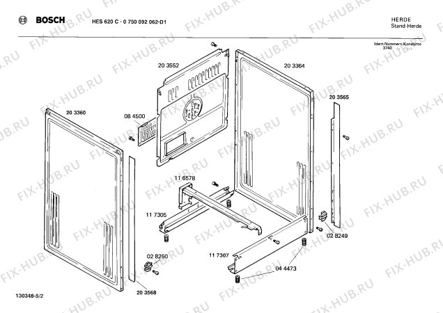 Взрыв-схема плиты (духовки) Bosch 0750092062 HES620C - Схема узла 02