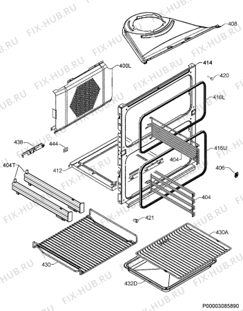 Взрыв-схема плиты (духовки) Aeg NC4013001M - Схема узла Oven