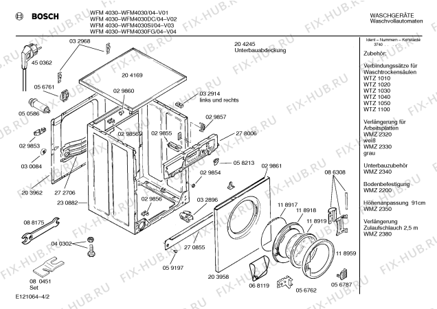 Схема №1 WFM4030SI WFM4030 с изображением Панель для стиралки Bosch 00288180