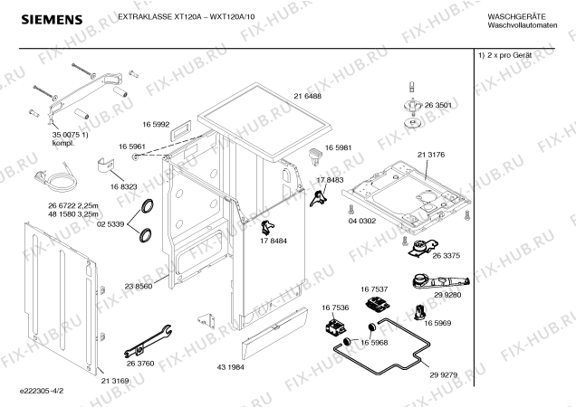 Схема №1 WOL2040 с изображением Инструкция по установке/монтажу для стиральной машины Siemens 00583770