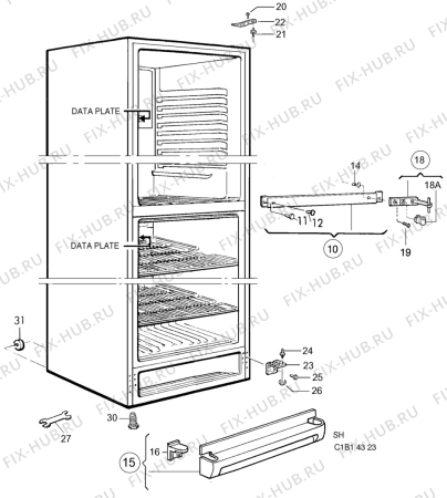 Взрыв-схема холодильника Electrolux ER8215B - Схема узла C10 Cabinet