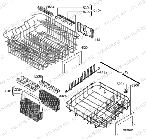 Взрыв-схема посудомоечной машины Rex Electrolux TTH80E - Схема узла Basket 160