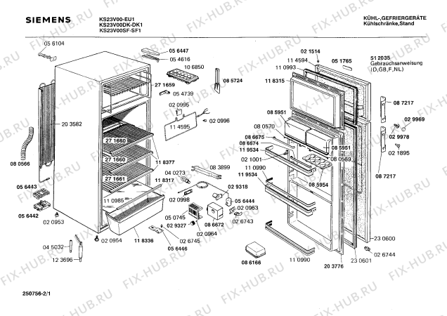 Схема №1 KS23V00SF с изображением Декоративная планка для холодильной камеры Siemens 00118317