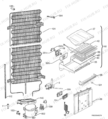 Взрыв-схема холодильника Husqvarna Electrolux QT4409RK - Схема узла Cooling system 017