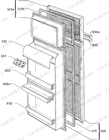 Взрыв-схема холодильника Zanussi Z23.2G-1 - Схема узла Door 003