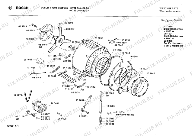 Взрыв-схема стиральной машины Bosch 0722044462 V7303 - Схема узла 04