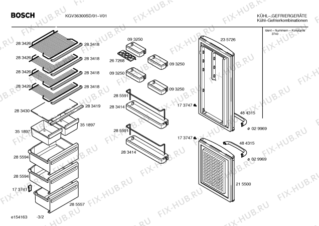 Взрыв-схема холодильника Bosch KGV36300SD - Схема узла 02