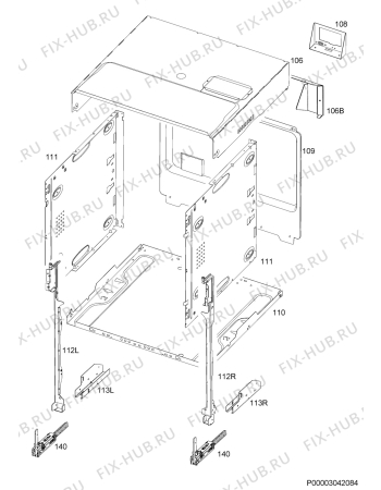 Взрыв-схема плиты (духовки) Aeg Electrolux BE3003031M - Схема узла Housing 001