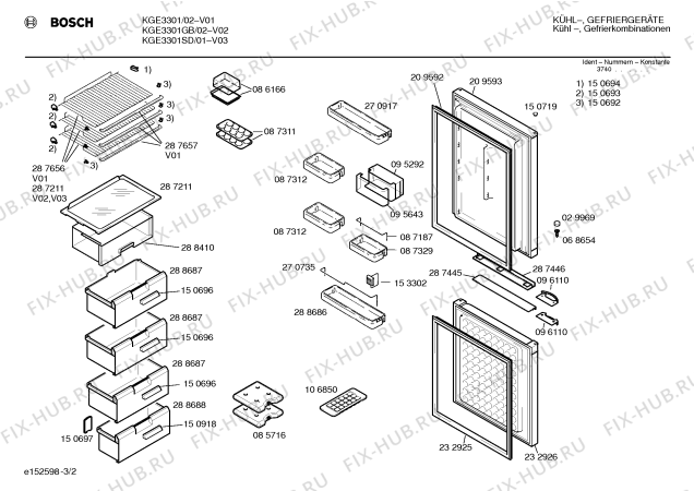 Взрыв-схема холодильника Bosch KGE3301SD - Схема узла 02