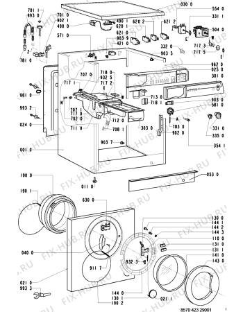 Схема №1 AWM 4300 с изображением Тумблер для стиральной машины Whirlpool 481927618449