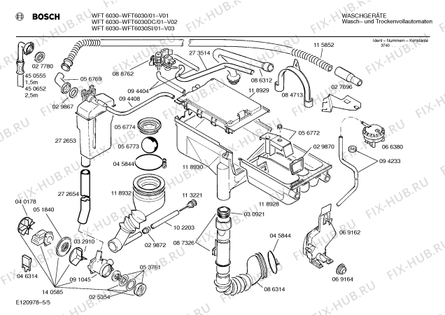 Схема №1 WFT6030SI WFT6030 с изображением Инструкция по эксплуатации для стиралки Bosch 00517114