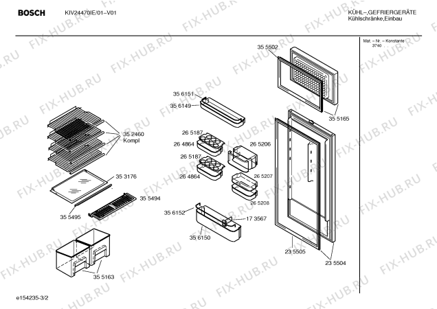 Взрыв-схема холодильника Bosch KIV24470IE - Схема узла 02