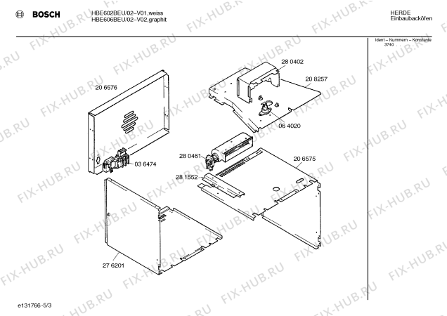 Схема №1 HBE606BEU с изображением Панель для плиты (духовки) Bosch 00282943