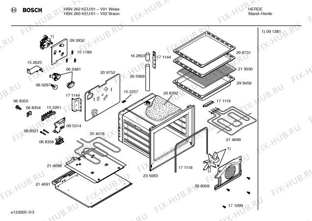 Схема №2 HSN262KEU с изображением Стеклокерамика для плиты (духовки) Bosch 00235092