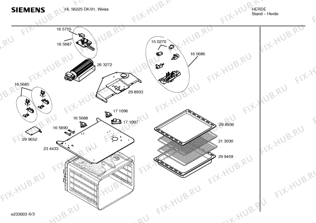 Взрыв-схема плиты (духовки) Siemens HL56225DK - Схема узла 03