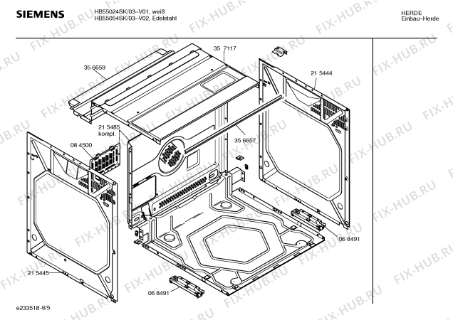 Схема №3 HB55054SK с изображением Инструкция по эксплуатации для электропечи Siemens 00527596