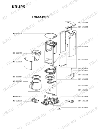 Схема №1 FMD644/1P1 с изображением Плата управления для кофеварки (кофемашины) Krups MS-621539