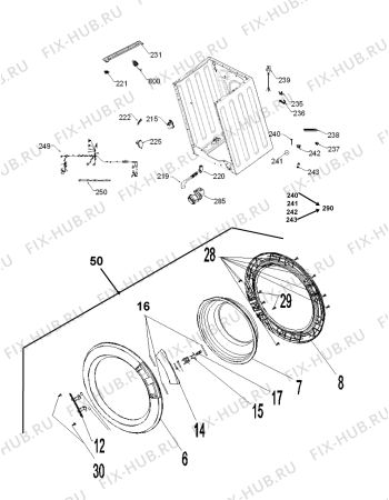 Схема №1 AWG 1510/H с изображением Ручка (крючок) люка для стиральной машины Whirlpool 480111101863