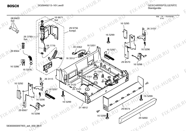 Схема №4 SGS8492 Exklusiv с изображением Инструкция по эксплуатации для электропосудомоечной машины Bosch 00523497