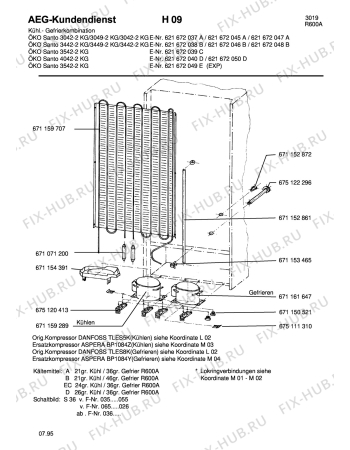 Взрыв-схема холодильника Aeg SAN3042-2 KG - Схема узла Refrigerator cooling system