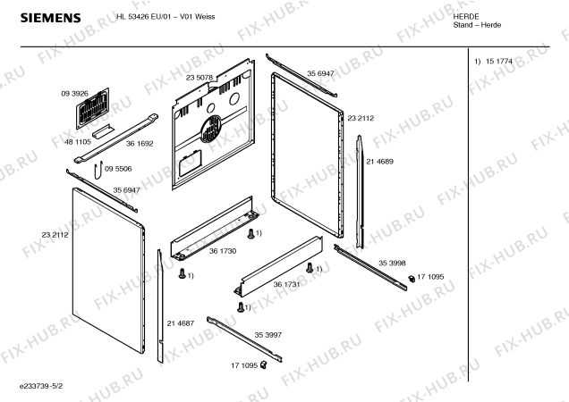 Взрыв-схема плиты (духовки) Siemens HL53426EU - Схема узла 02
