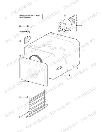 Взрыв-схема плиты (духовки) Tricity Bendix TBD903W - Схема узла H10 Main Oven Cavity (large)