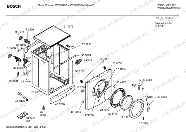 Взрыв-схема стиральной машины Bosch WFR3230AU Maxx Comfort WFR3230 - Схема узла 02