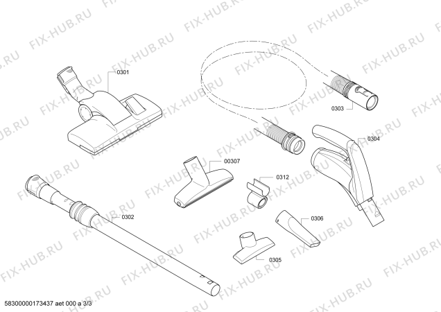 Взрыв-схема пылесоса Siemens VSZ5GPX3 Z5.0 extreme green power - Схема узла 03