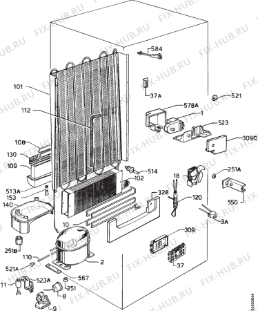 Взрыв-схема холодильника Privileg 0073452 - Схема узла Cooling system 017