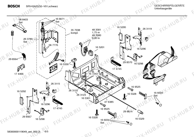 Схема №3 SRV43A23 с изображением Инструкция по эксплуатации для электропосудомоечной машины Bosch 00699876