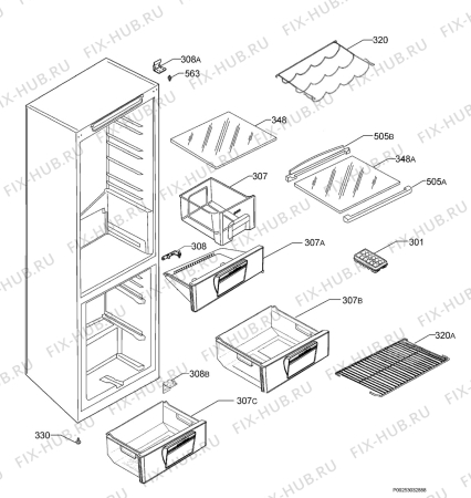 Взрыв-схема холодильника Zanussi ZNB383W - Схема узла Housing 001